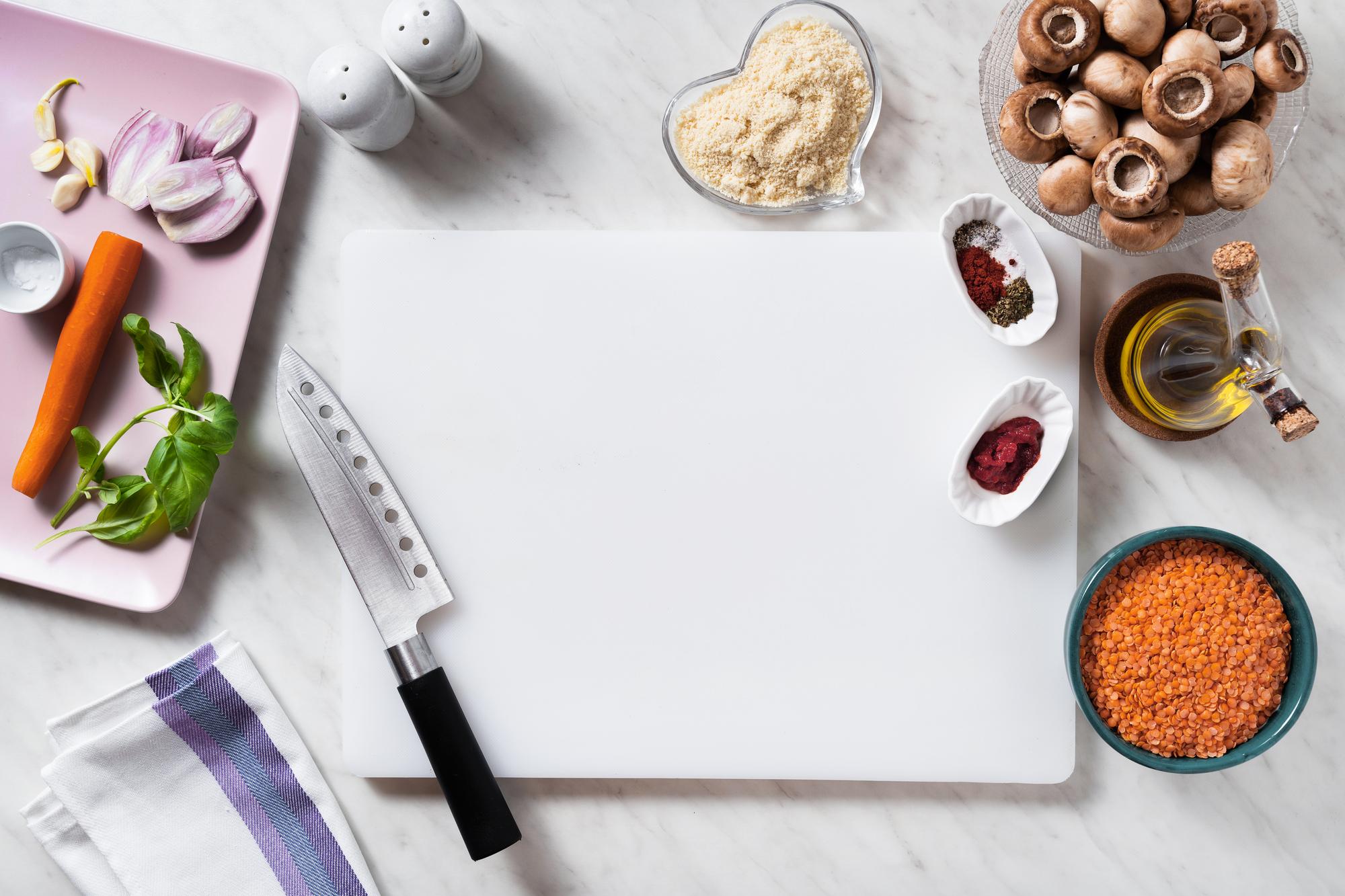 Flatlay: measured ingredients and recipe notes